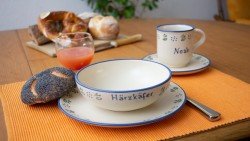 Namenstasse/Unterteller/Frühstücksteller/Schale - Ammerland 4er-Set