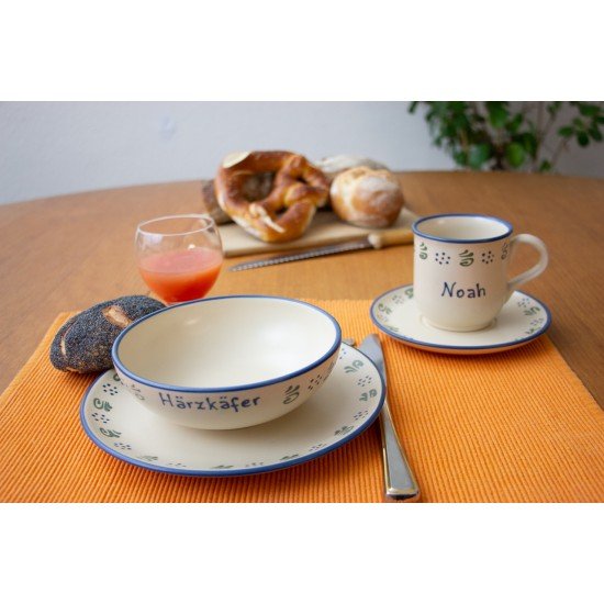 Named Mug/Saucer/Breakfast plate/Bowl - Amerland Set of 4
