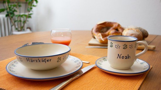 Namenstasse/Unterteller/Frühstücksteller/Schale - Ammerland 4er-Set