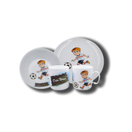 Namenstasse/Schale/Teller Porzellan - Fussballer 3er-Set Namenstasse/Schale/Teller Porzellan - Fussballer 3er-Set
