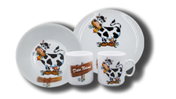Namenstasse/Schale/Teller Porzellan - Kuh 3er-Set