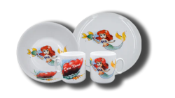 Namenstasse/Schale/Teller Porzellan - Meerjungfrau 3er-Set