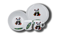 Namenstasse/Schale/Teller Porzellan - Panda 3er-Set