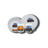 Named mug//Breakfast plate/Bowl - Porcealain - Tractor - Set of 3