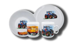 Namenstasse/Schale/Teller Porzellan - Traktor 3er-Set