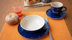 Namenstasse/Unterteller/Frühstücksteller/Schale - Bunzlau blau 4er-Set