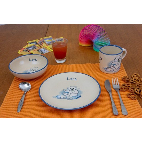 Named childre cup & Breakfast plate & Bowl - Icebear Set of 3 Named childre cup & Breakfast plate & Bowl - Icebear Set of 3