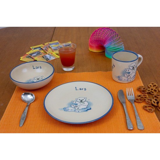 Kindertasse/Frühstücksteller/Schale - Eisbär 3er-Set