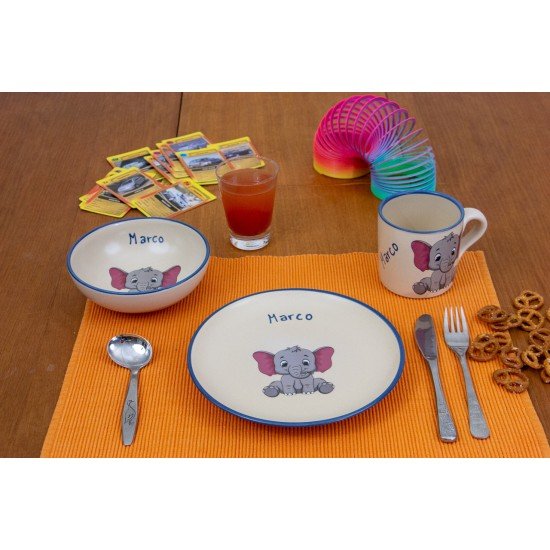 Named childre cup & Breakfast plate & Bowl - Elephant Set of 3 Named childre cup & Breakfast plate & Bowl - Elephant Set of 3