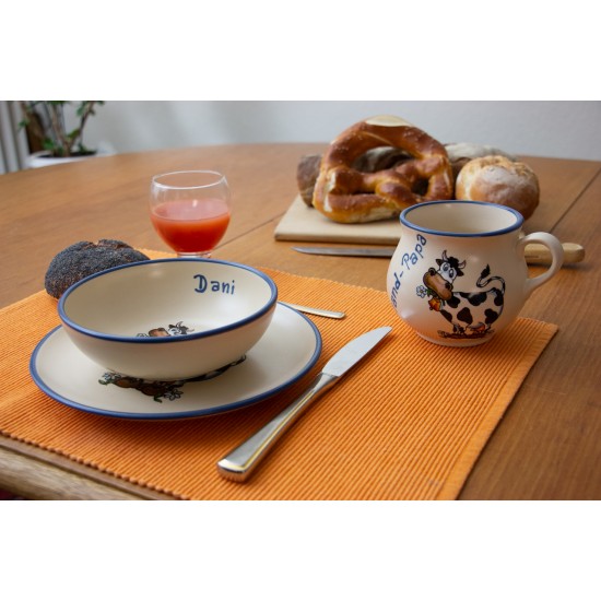 Molly mug & Breakfast plate & Bowl - Cow Set of 3