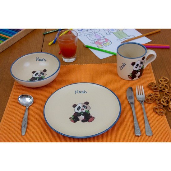 Named childre cup & Breakfast plate & Bowl - Panda Set of 3 Named childre cup & Breakfast plate & Bowl - Panda Set of 3