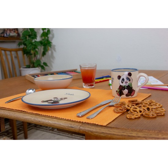 Named childre cup & Breakfast plate & Bowl - Panda Set of 3
