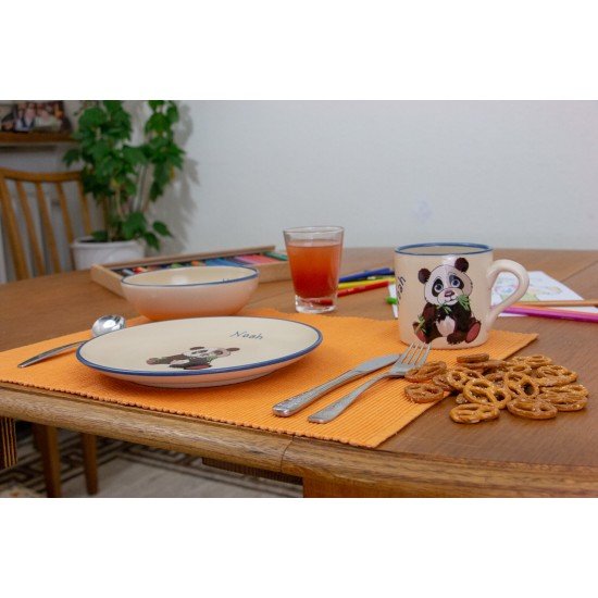 Named childre cup & Breakfast plate & Bowl - Panda Set of 3 Named childre cup & Breakfast plate & Bowl - Panda Set of 3