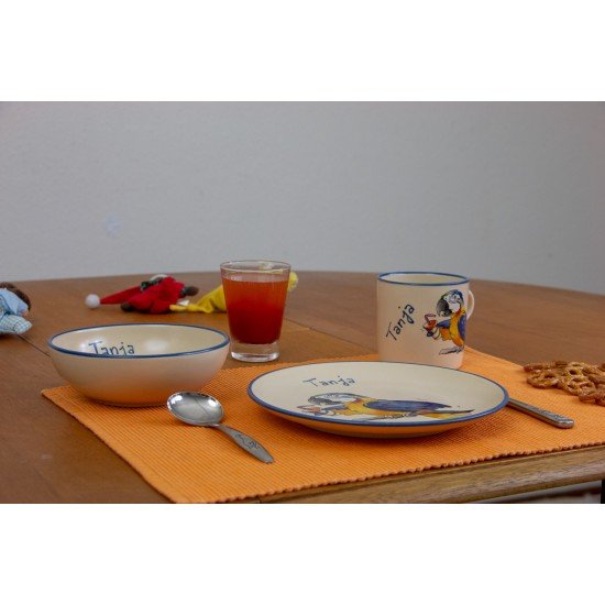 Named childre cup & Breakfast plate & Bowl - Parrot Set of 3 Named childre cup & Breakfast plate & Bowl - Parrot Set of 3
