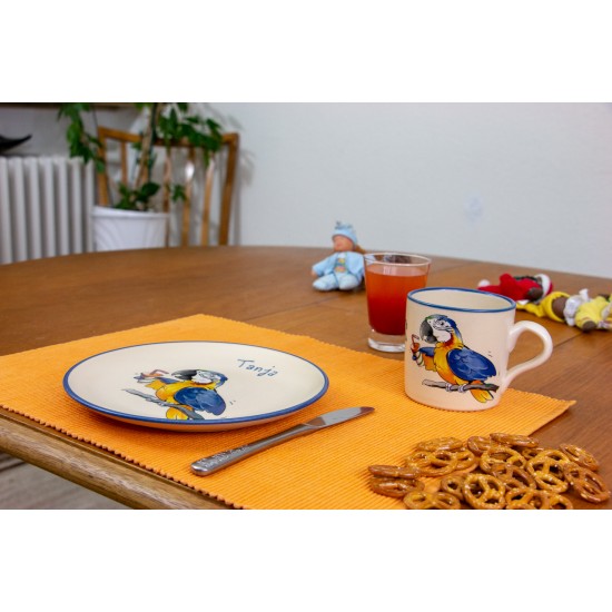 Kindertasse/Frühstücksteller - Papagei 2er-Set