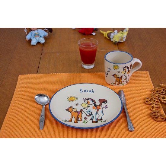 Kindertasse/Frühstücksteller - Pferd/Ponny 2er-Set