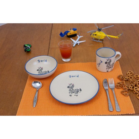 Kindertasse/Frühstücksteller/Schale - Zebra 3er-Set