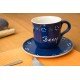 Named Mug/Saucer - Bunzlau blue Set of 2