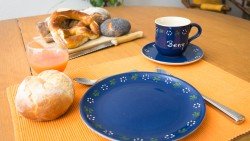 Namenstasse/Unterteller/Frühstücksteller - Bunzlau blau 3er-Set