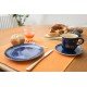 Named mug/Saucer/Breakfast plate - Bunzlau blue Set of 3