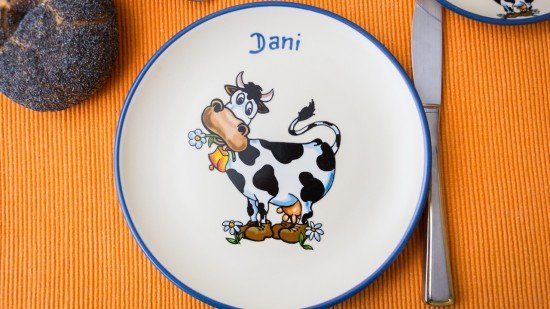 Frühstücksteller - Kuh  (solange Vorrat, unbeschriftet)