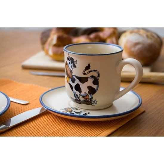 Named mug/Saucer - cow Set of 2